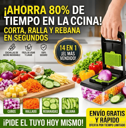 PICADOR MULTIFUNCIONAL DE VERDURAS 14 EN 1